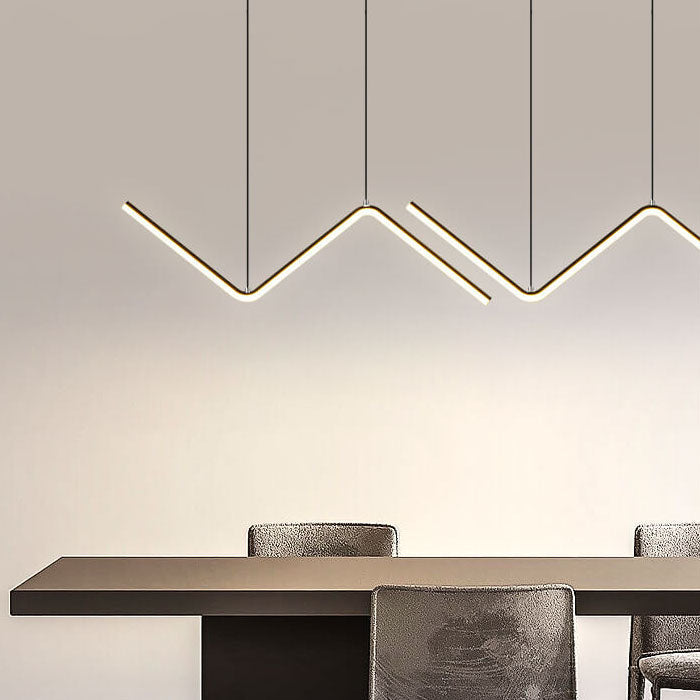 Modern Minimalist N Shaped LED Chandelier - Aluminum & Silicone for Dining Room
