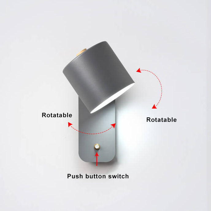 Nordic Macaron Cylinder Wall Sconce Lamp - 1-Light Rotatable Fixture for Modern Decor