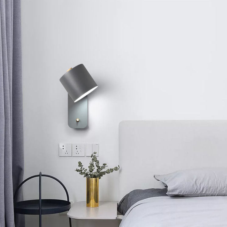 Nordic Macaron Cylinder Wall Sconce Lamp - 1-Light Rotatable Fixture for Modern Decor