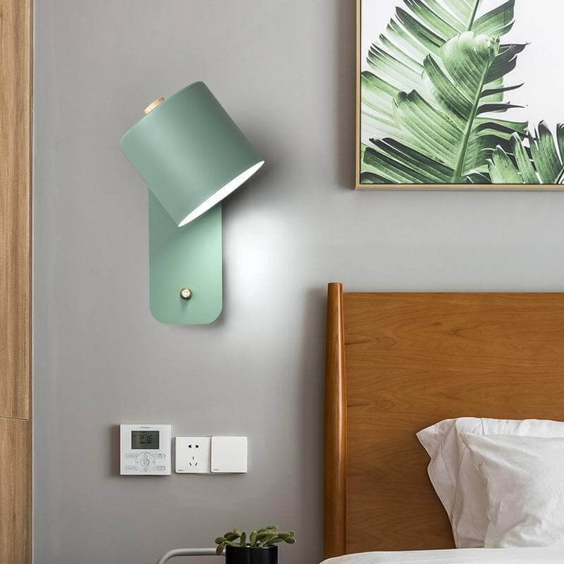 Nordic Macaron Cylinder Wall Sconce Lamp - 1-Light Rotatable Fixture for Modern Decor