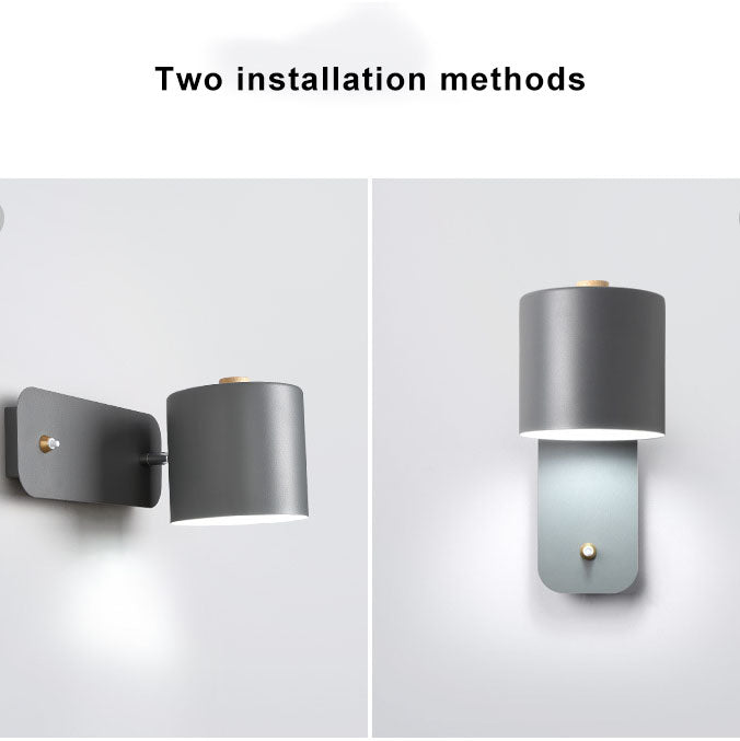 Nordic Macaron Cylinder Wall Sconce Lamp - 1-Light Rotatable Fixture for Modern Decor