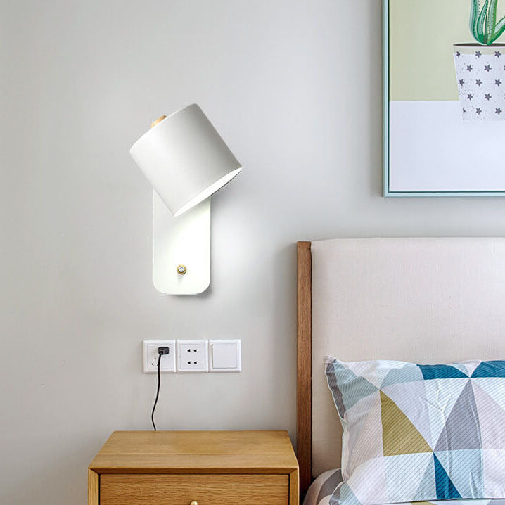 Nordic Macaron Cylinder Rotatable 1-Light Wall Sconce Lamp