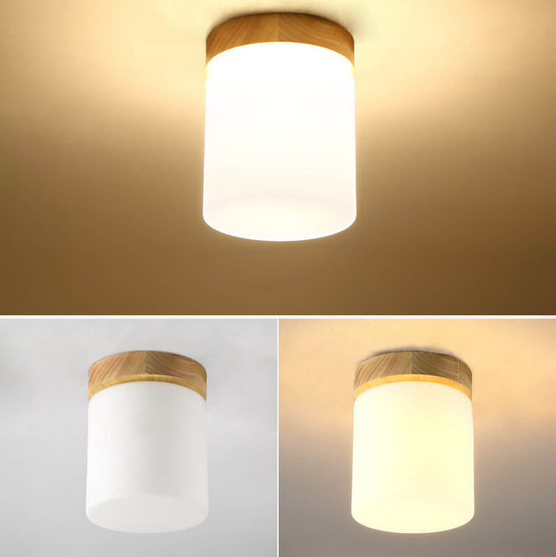 Modern Nordic Minimalist Wood Circular Square Semi-Flush Mount Ceiling Light