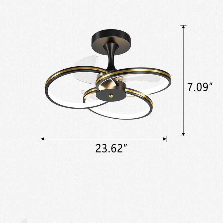 Luxury Acrylic Three Rings LED Flush Mount Fan Light Design