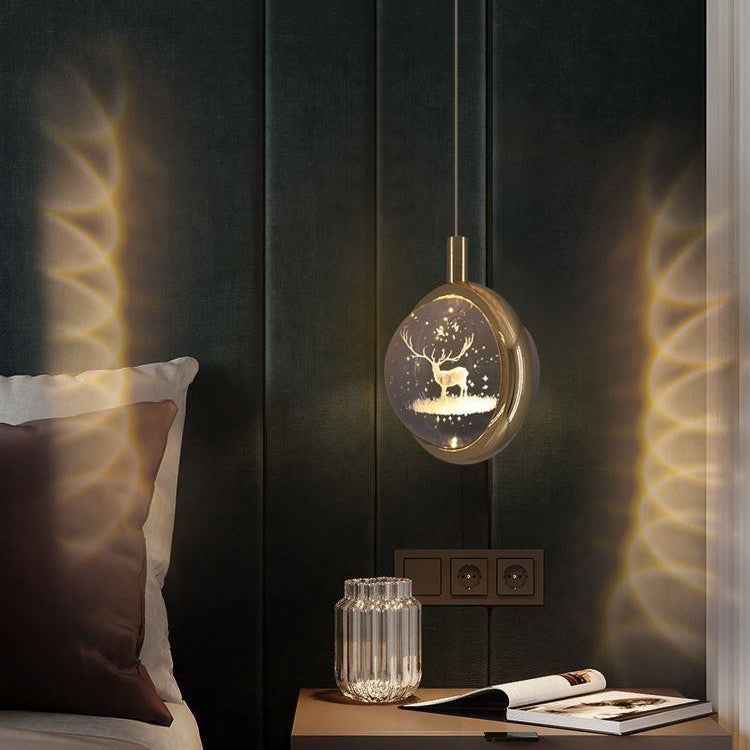 Modern Minimalist Aluminum Crystal LED Pendant Light for Bedroom