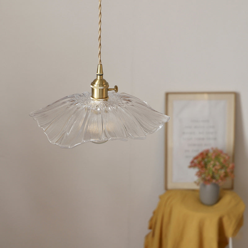 Vintage Lotus Leaf Brass Pendant Light - 1-Light Fixture for Living Room