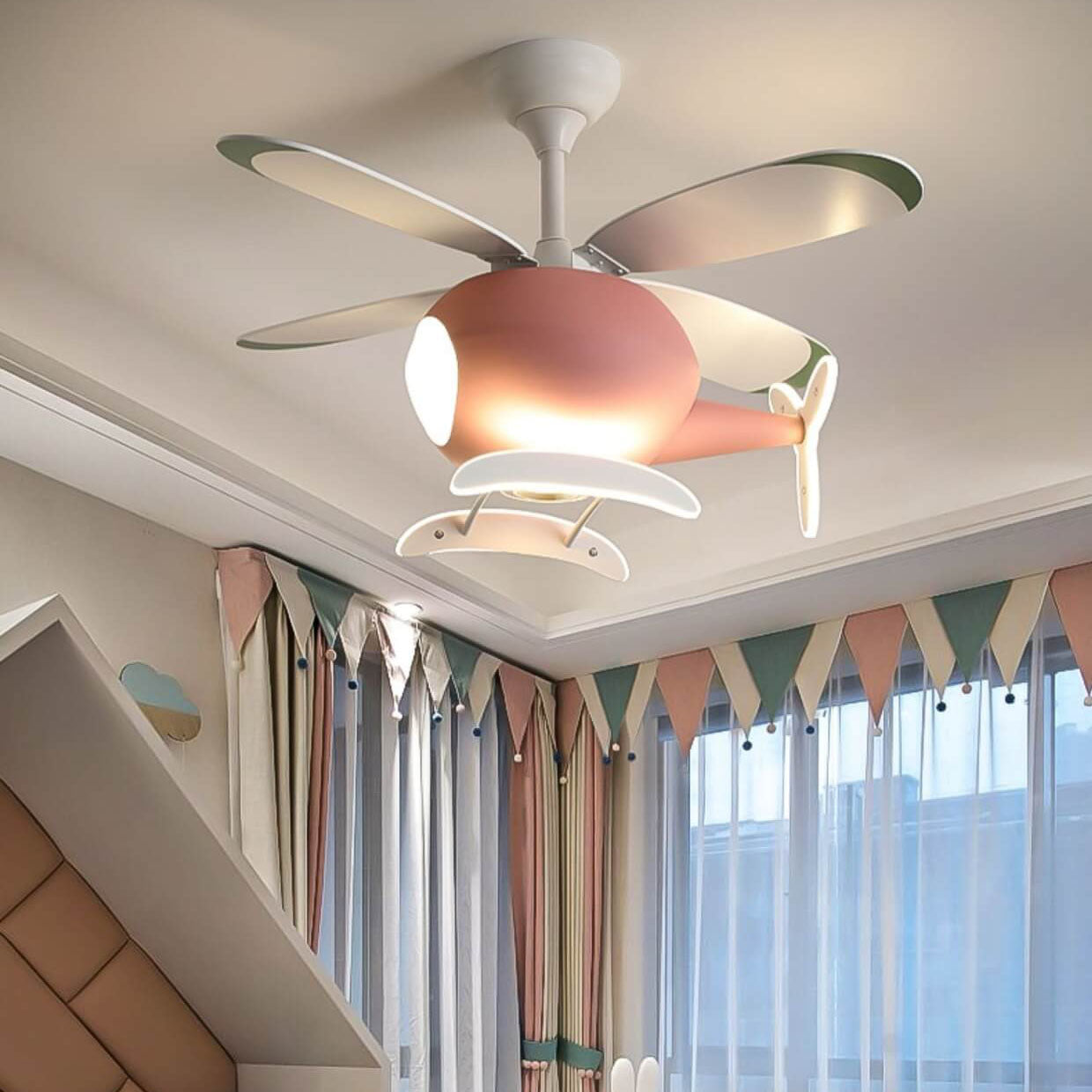 Cartoon Aircraft LED Downrod Ceiling Fan Light

Brighten your child's room with this whimsical Cartoon Aircraft LED Downrod Ceiling Fan Light. Perfect for aviation enthusiasts, this playful design adds a fun touch to any decor. Featuring energy-efficient