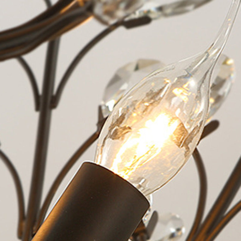 Traditional European Iron Crystal Semi-Flush Mount Ceiling Light - 4/5/6 Lights for Living Room
