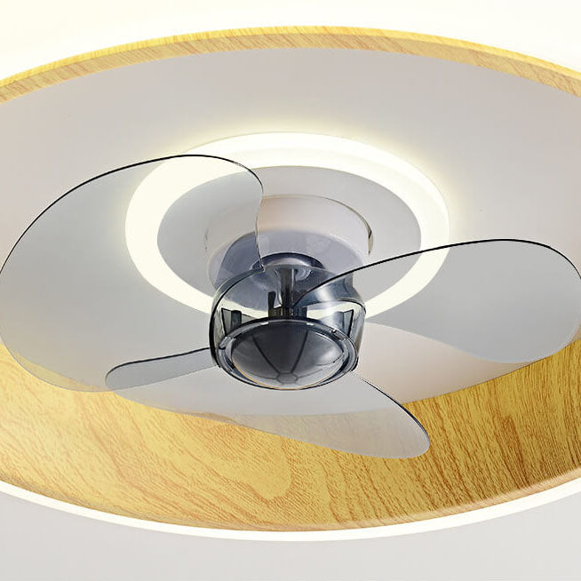 Nordic Minimalist Round Acrylic Wood Grain LED Ceiling Fan Light