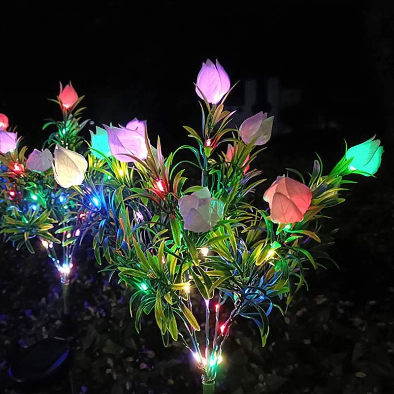 Contemporary Waterproof Imitation Gardenia LED Solar Lawn Light for Outdoor Patio