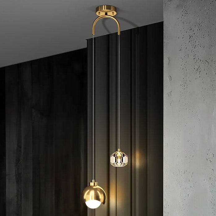 European Style Light Luxury Iron Brass LED Island Chandelier