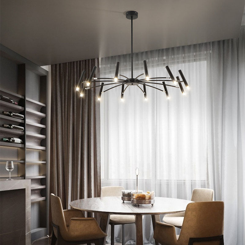 Contemporary Scandinavian Round Radioactive Iron Aluminum Chandelier 12/24 Light for Living Room