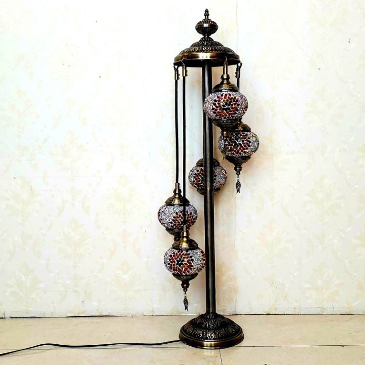 Tiffany Oval Ball Iron Stained Glass Floor Lamp - 5/7 Light for Living Room