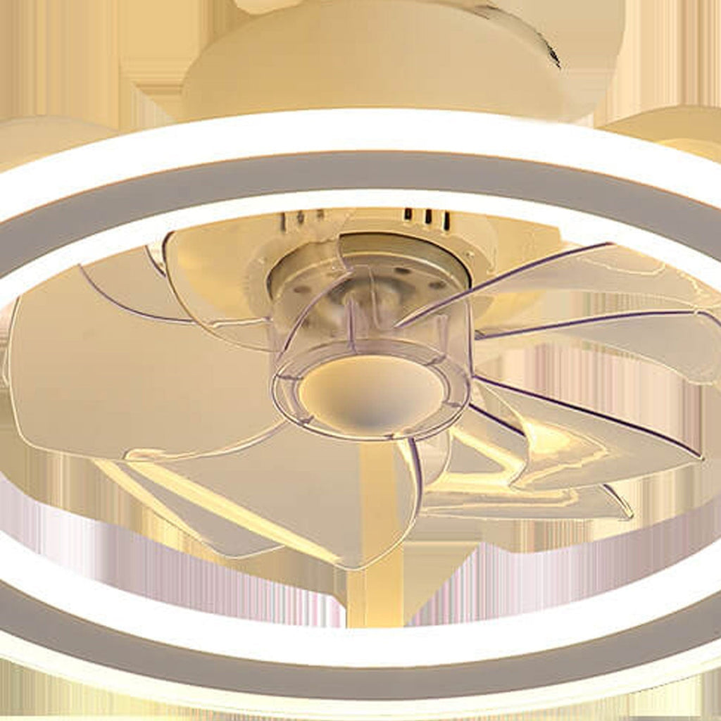 Nordic Creative Round LED Semi-Flush Mount Ceiling Fan Light Fixture