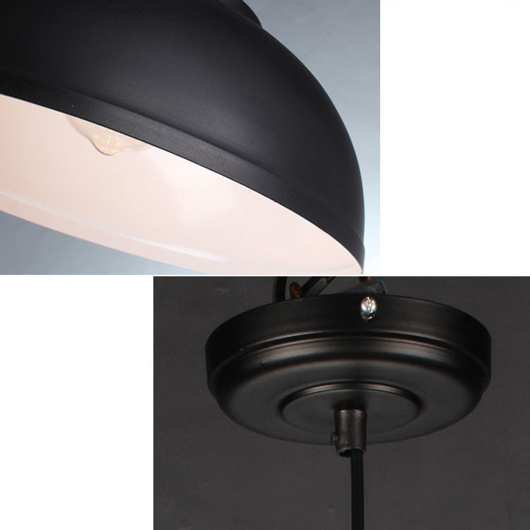 Contemporary Industrial Dome Pendant Light - Round Iron 1-Light Fixture for Living Room