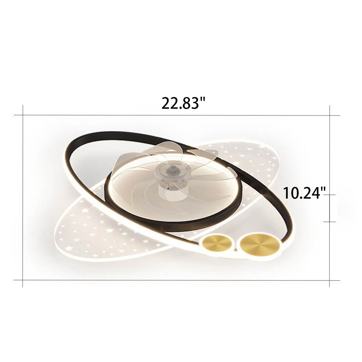 Modern Creative Planet Star Effect LED Flush Mount Ceiling Fan Light, Contemporary Indoor Lighting Fixture, Energy-Efficient Ceiling Fan with Light, Stylish LED Ceiling Fan for Home Decor, Whisper Quiet Ceiling Fan with Remote Control, Unique Star Pattern