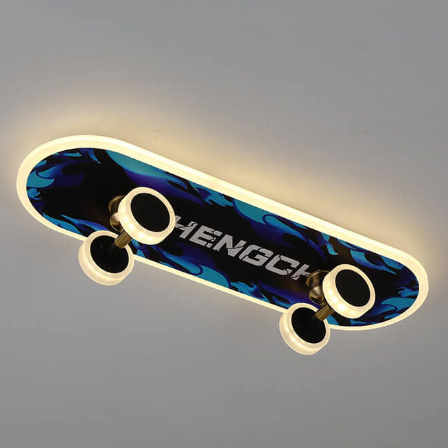 Creative Cartoon Skateboard Acrylic LED Kids Flush Mount Ceiling Light for Boys and Girls Room, Unique Cartoon Design, Bright LED Lighting, Fun Skateboard Theme, Nursery Decor, Child's Bedroom Lighting, Playroom Ceiling Fixture, Modern Light Fixture, Ener