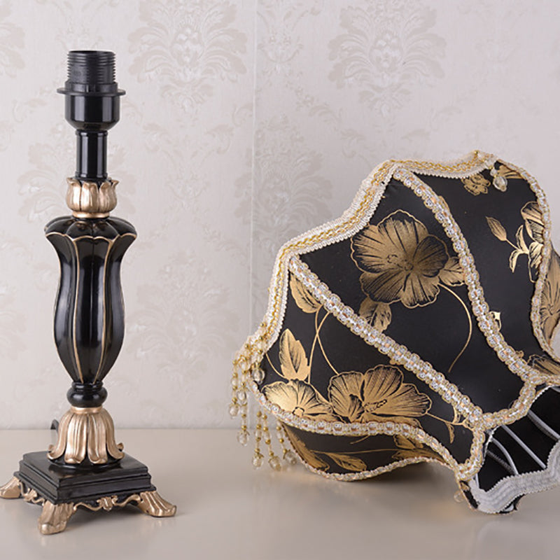 Traditional European Court Table Lamp - 1-Light Resin Fabric for Bedroom Décor