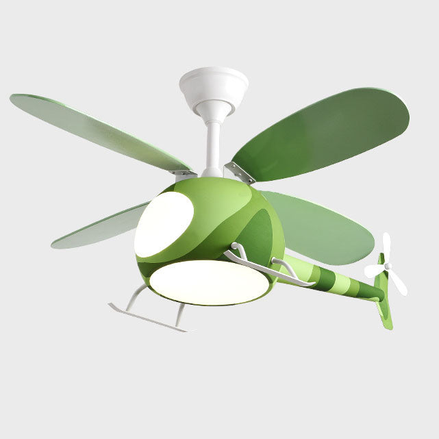 Contemporary Iron Cartoon Planes LED Ceiling Fan Light for Bedroom