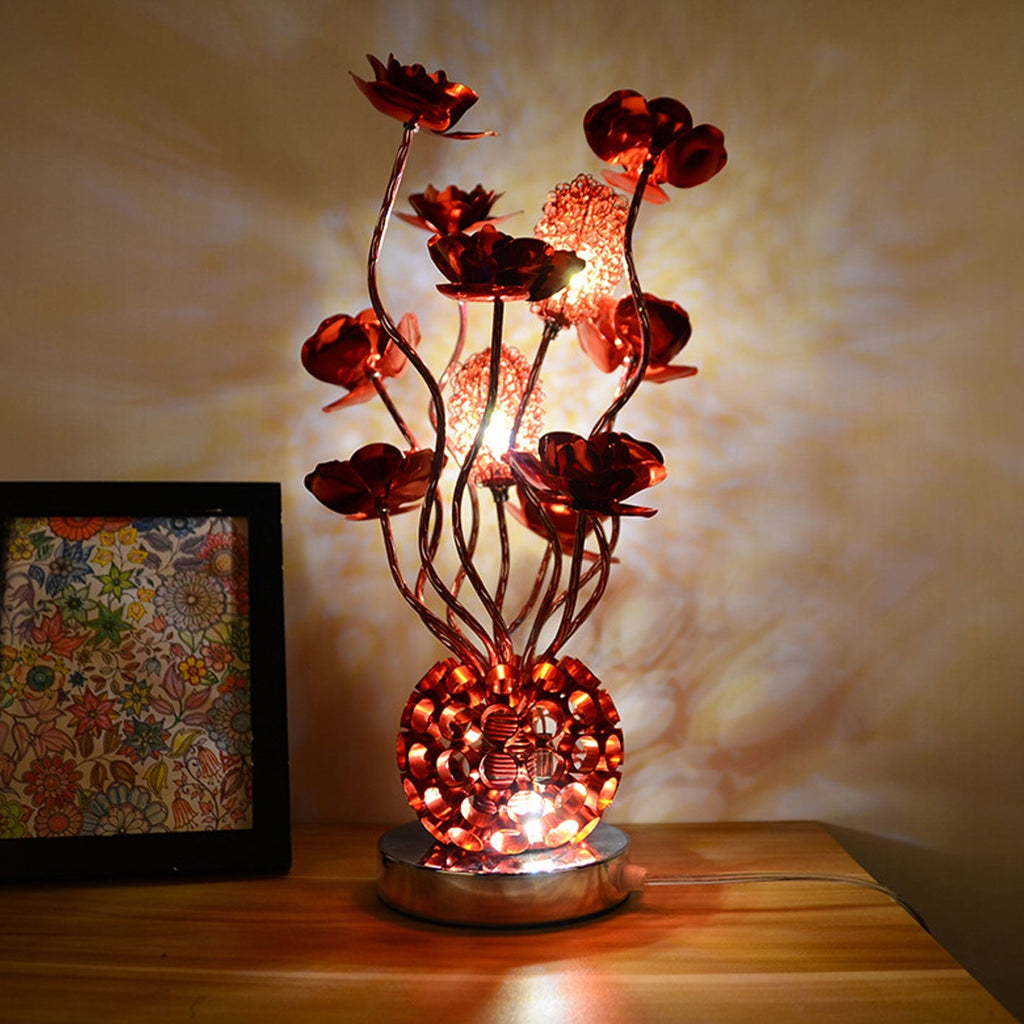 European Rose Aluminum LED Table Lamp - Modern Desk Light, Stylish Home Decor, Energy-Efficient Lighting, Contemporary Nightstand Lamp, USB Rechargeable, Adjustable Brightness, Minimalist Design, Bedroom and Living Room Essentials