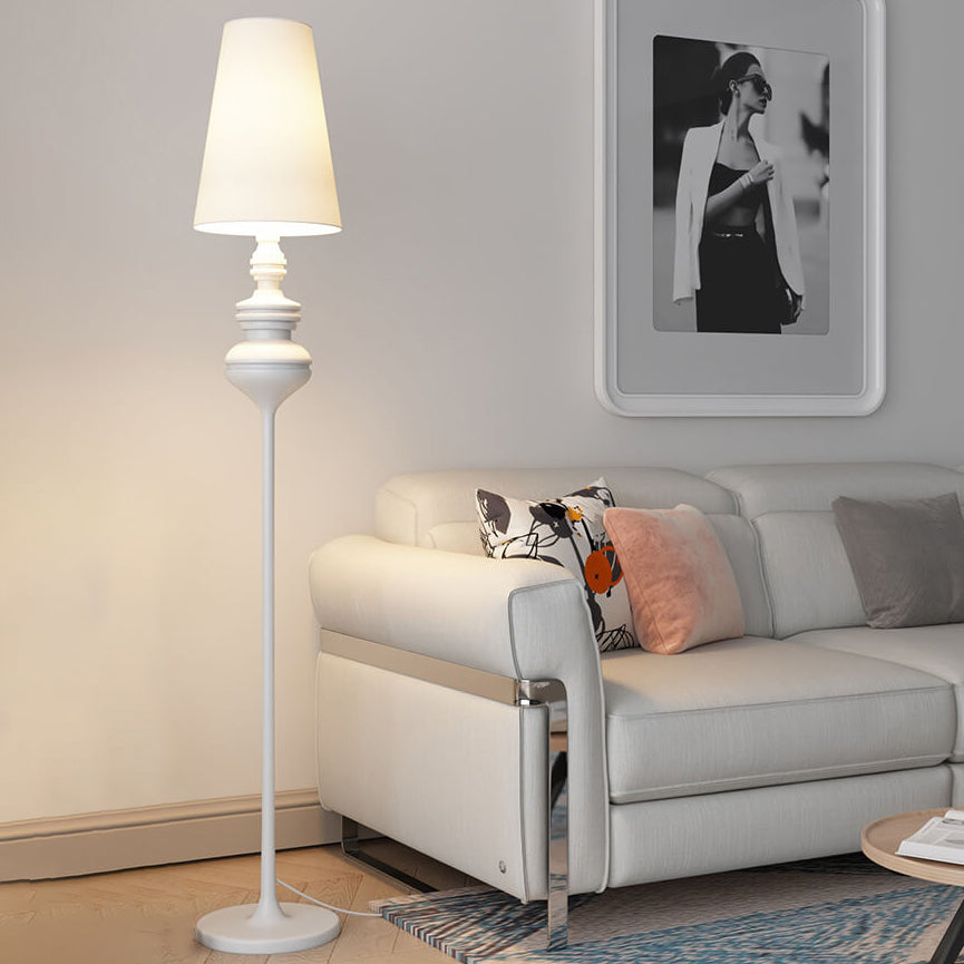 Modern Transitional Fabric Cone Iron Base Floor Lamp - 1-Light for Living Room