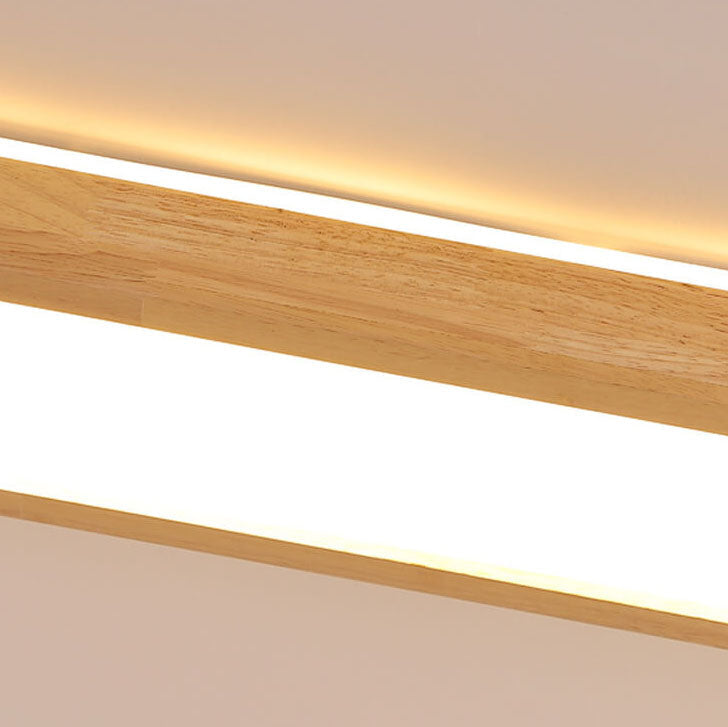 Japanese Minimalist Walnut LED Flush Mount Ceiling Light
