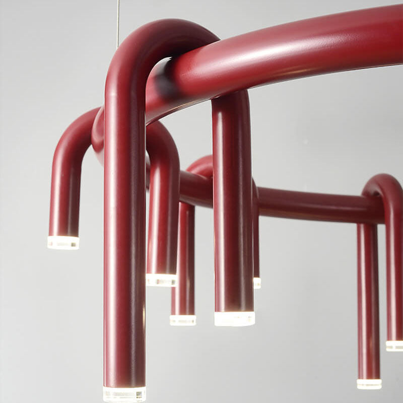 Modern Mid-Century LED Geometric Iron Chandelier for Living Room
