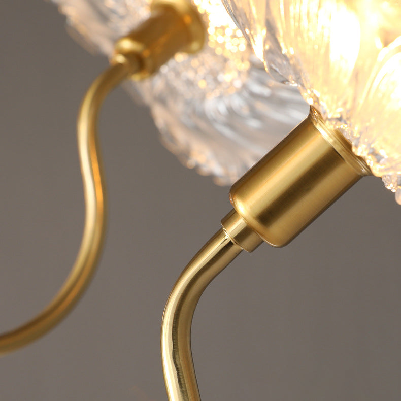 Modern Art Deco Gold Finish Chandelier with Lotus Leaf Glass Shade - 3/6 Lights for Living Room