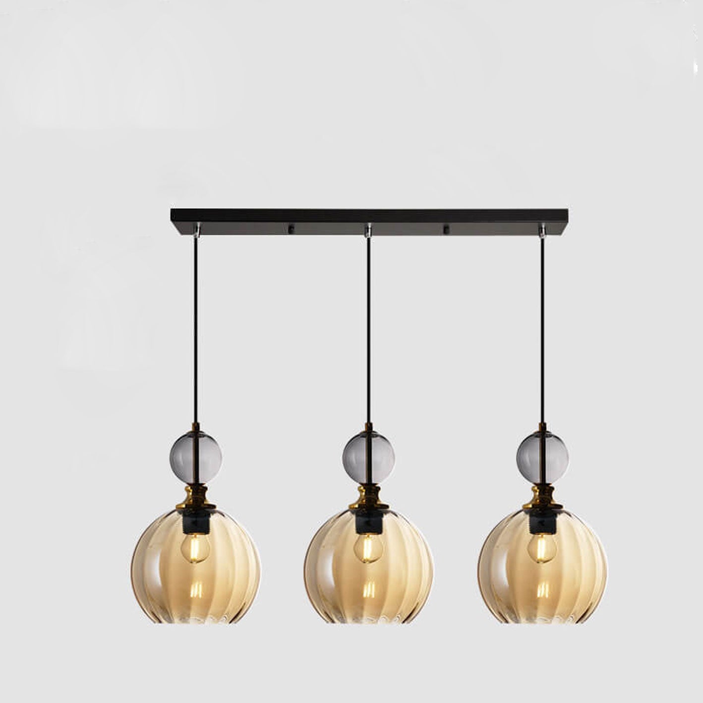 Danish Creative Stripes Round Glass 1/3 Light Chandelier - Modern Lighting Fixture, Unique Design, Home Décor, Elegant Illumination