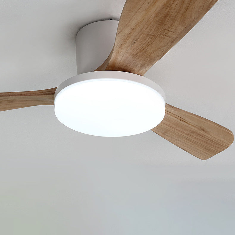 Contemporary Scandinavian Copper Wood Acrylic LED Ceiling Fan Light for Living Room