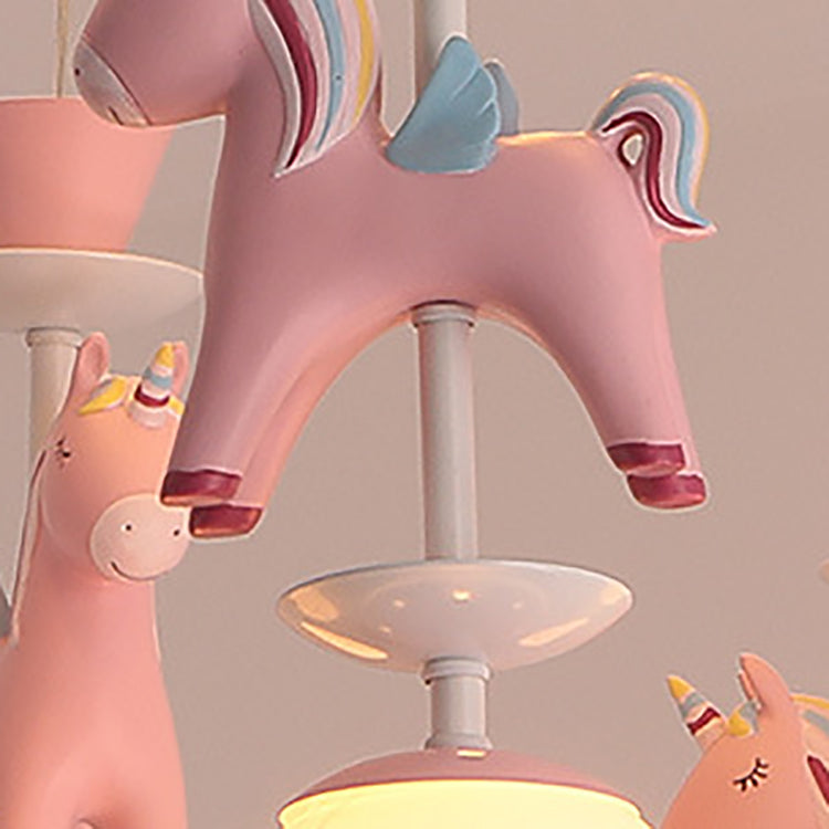 Modern Art Deco Kids Flush Mount Ceiling Light - Iron Resin Glass Round Base, 1/3/5 Light - Stylish Bedroom Lighting Fixture, Horse Theme, Vintage Inspired, Unique Decorative Light for Children's Rooms, Stylish Interior Illumination, Decorative Flush Moun