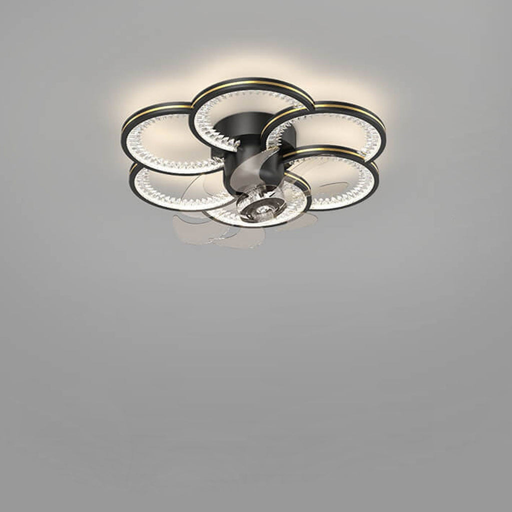 Modern Luxury Flower Petal LED Ceiling Fan Light Fixture