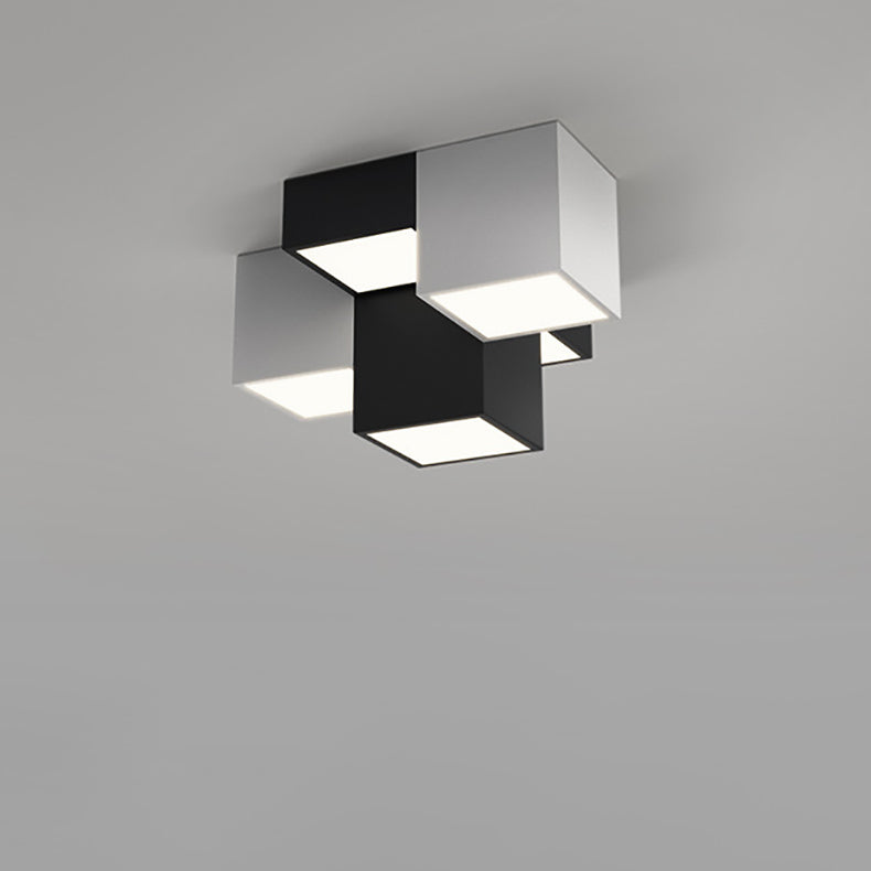 Modern Minimalist Cube LED Flush Mount Ceiling Light for Living Room