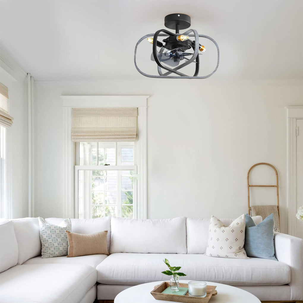 Retro Bladeless Ceiling Fan with Remote - Three Step Dimming LED Mute Design
