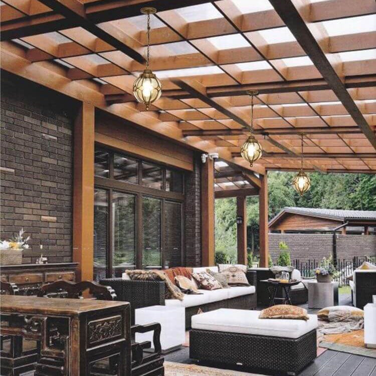 European Retro Spherical Outdoor Waterproof Pendant Light