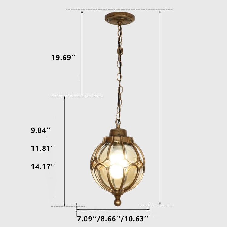 European Retro Spherical Outdoor Waterproof Pendant Light