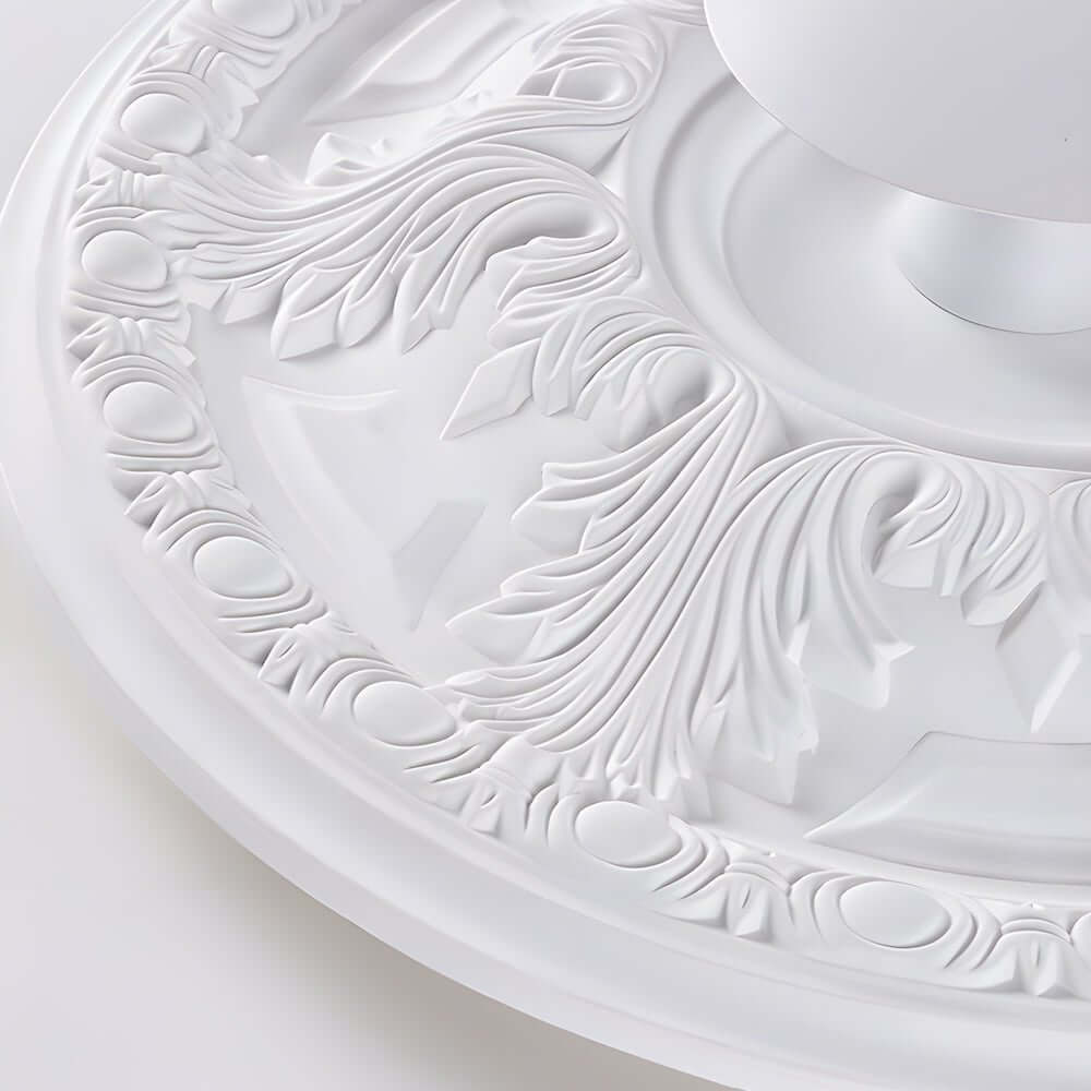 19.7" Round Dimmable LED Flush Mount Ceiling Light - Gypsum Relief Design, Modern Home Lighting