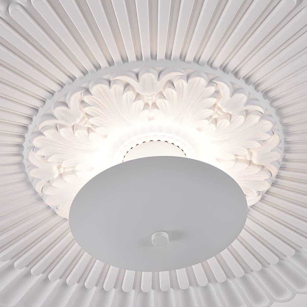 19.7" Round Dimmable LED Flush Mount Ceiling Light - Gypsum Relief Design, Modern Home Lighting