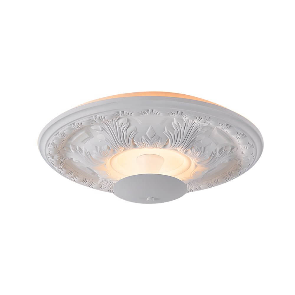 19.7" Round Dimmable LED Flush Mount Ceiling Light - Gypsum Relief Design, Modern Home Lighting