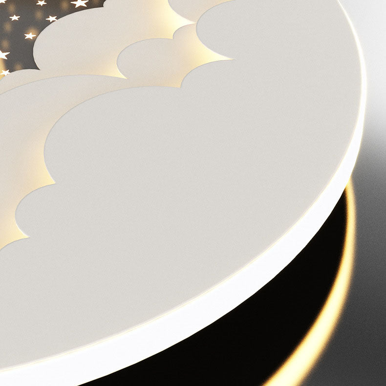 Contemporary Cartoon Stars Moon Acrylic LED Kids Flush Mount Ceiling Light for Living Room, Nursery, Bedroom, Playroom, Childrens Lighting, Modern Kids Room Decor, Energy Efficient Bright Ceiling Fixture