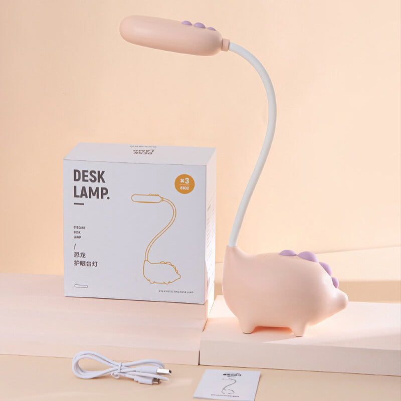 Cartoon Dinosaur Eye Care Rechargeable LED Desk Lamp for Kids, Adjustable Brightness, Night Light, Cute Dinosaur Decor for Children's Room, Study Lamp, USB Rechargeable, Creative Gift for Boys and Girls, Safe Eye Protection, Modern Desk Lighting