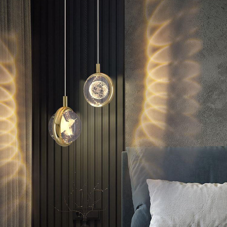 Modern Minimalist Aluminum Crystal LED Pendant Light for Bedroom