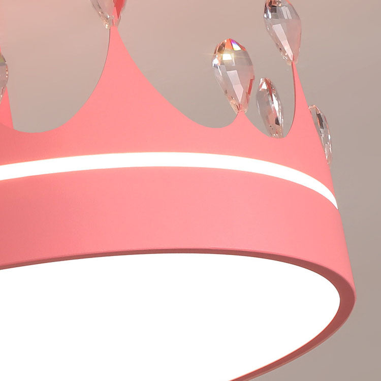 Contemporary Creative Cartoon Crown LED Kids Semi-Flush Mount Ceiling Light for Bedroom, Cute Nursery Lighting Fixture, Stylish Children's Room Decor, Energy-Efficient LED Ceiling Lamp, Modern Crown Design, Fun and Playful Kids Lighting, Bright and Cheerf