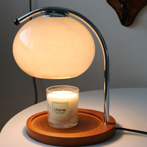 Contemporary Retro Glass Dome Table Lamp - Solid Wood & Metal Base, 1-Light Melting Wax Design