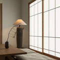 Japanese Wabi-Sabi Ceramic Column Base Floor Lamp - 1-Light Fabric Shade
