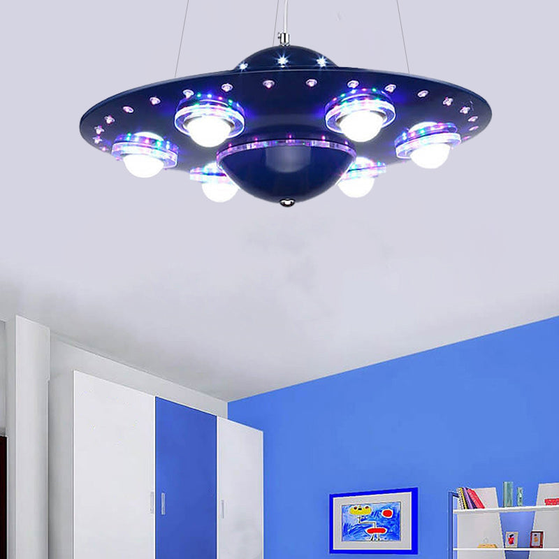 Creative Cartoon UFO Flying Saucer LED Chandelier for Kids Bedroom Lighting, Fun Space Theme Ceiling Light, Unique Decorative Fixture for Children's Playroom, Modern Children's Room Decor, Colorful Outer Space LED Lighting Design, Adorable Spacecraft Ligh