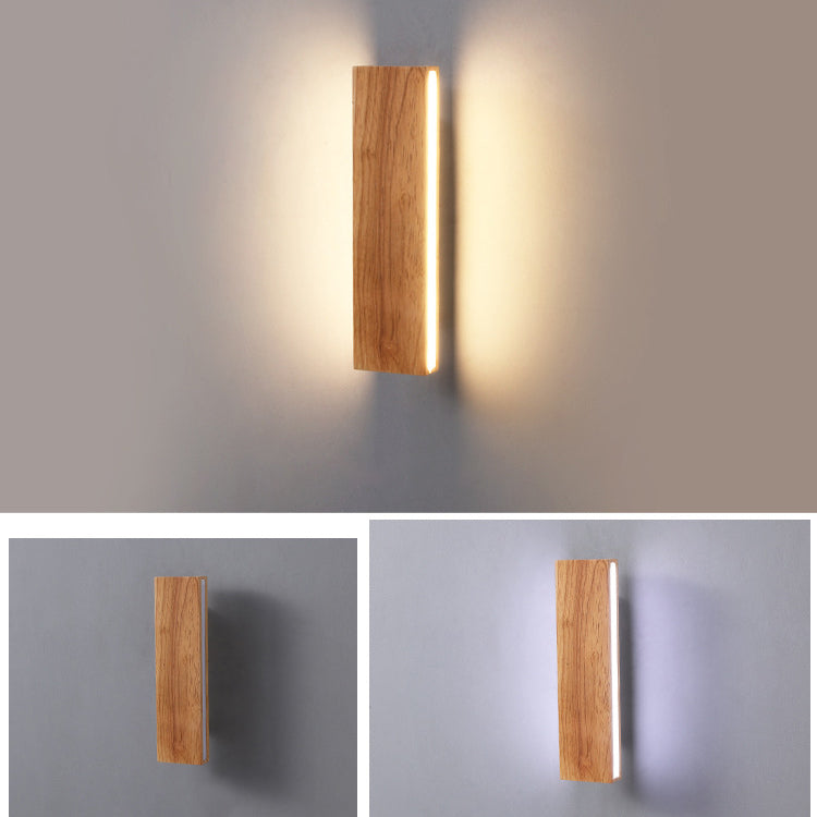 Solid Wood Strip LED Wall Sconce Lamp - Modern Wood Lighting, Eco-Friendly Design, Adjustable Brightness, Interior Wall Light, Minimalist Home Decor