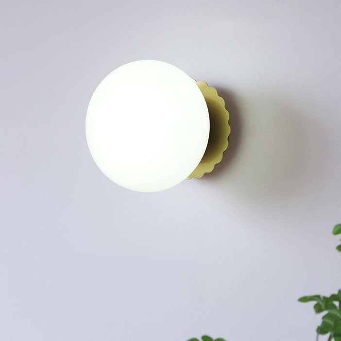 Modern Vintage Iron Glass Round Wall Sconce Lamp - 1-Light Minimalist Design