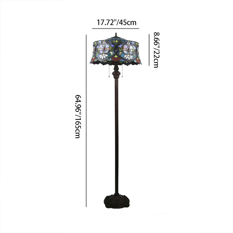 Tiffany Lily Stained Glass Yurt 2-Light Floor Lamp for Study