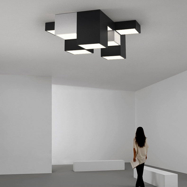 Modern Minimalist Cube LED Flush Mount Ceiling Light for Living Room
